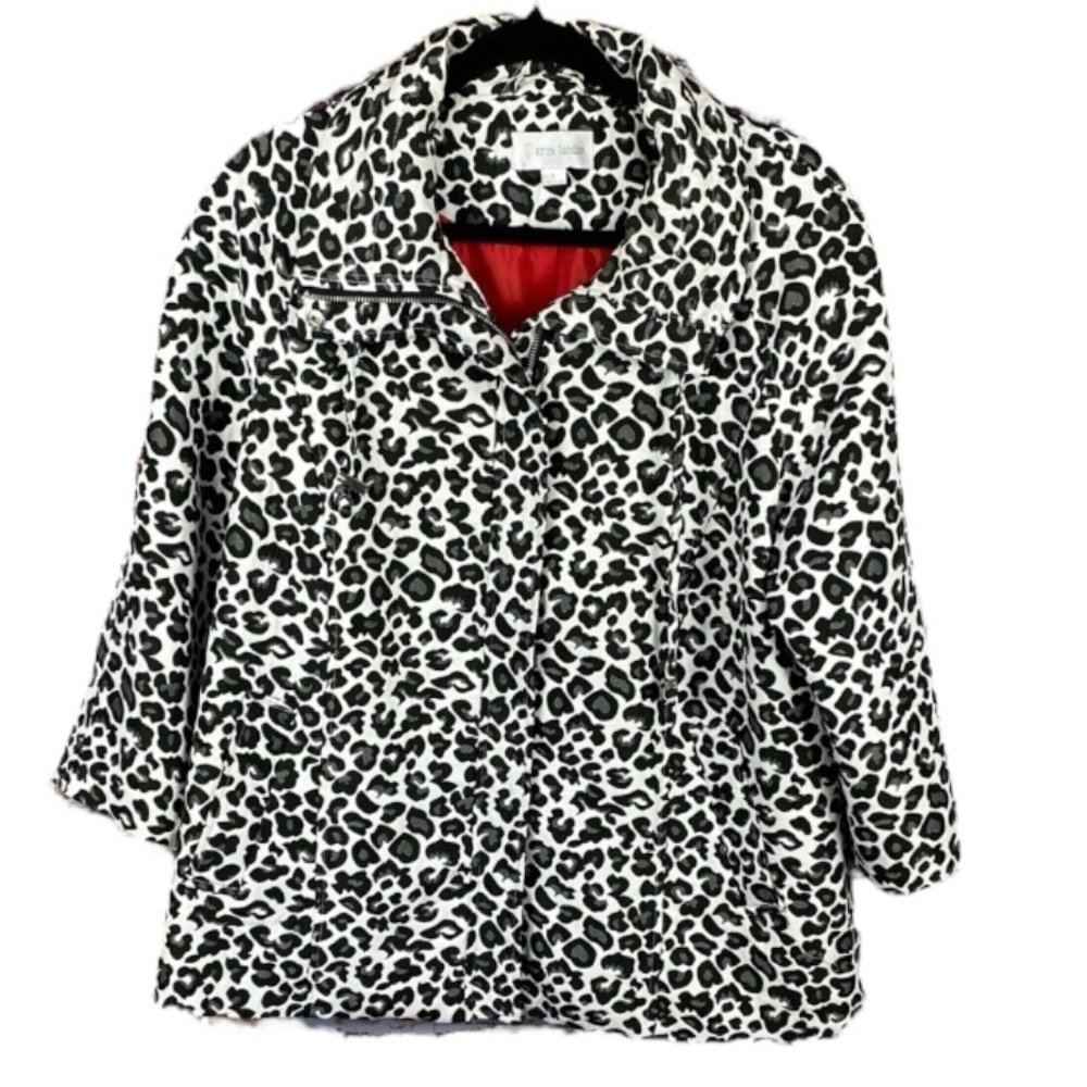 Erin London Black and White Leopard Oversized Jacket Sz L - Picture 3 of 14